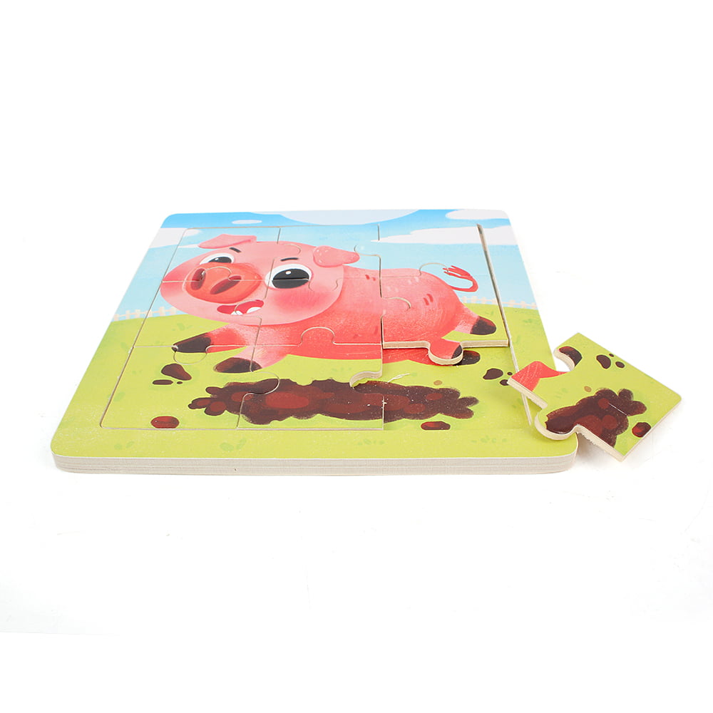 9pcs wooden puzzles Piggy